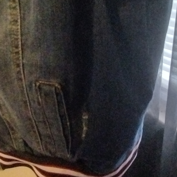 Dollhouse Blue Denim Jacket with Striped Cuffs - Picture 4 of 7